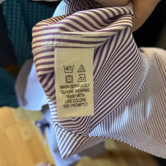 US Polo Assn. Men’s Purple and White Stripped Long Sleeve Button Shirt Size L - Picture 5 of 6